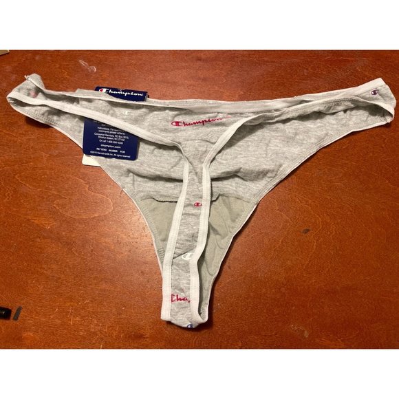 Women's Cheeky Thong Double Dry Underwear - Champion Gray Logo XL - Picture 4 of 6